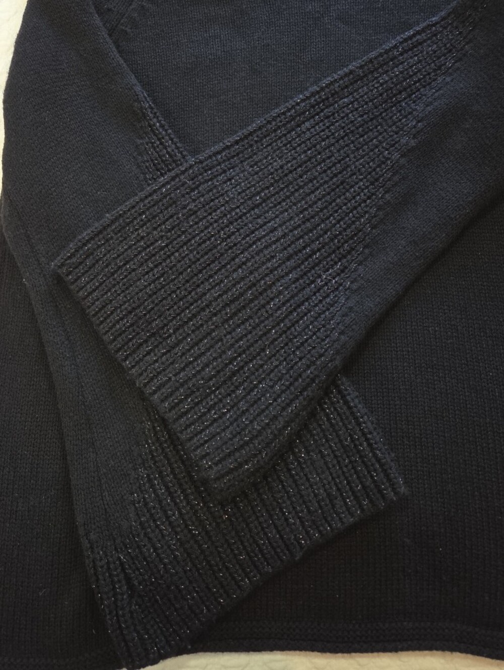 Chico's Bell Sleeve Tinsel Sweater Size Medium Black Wool Blend